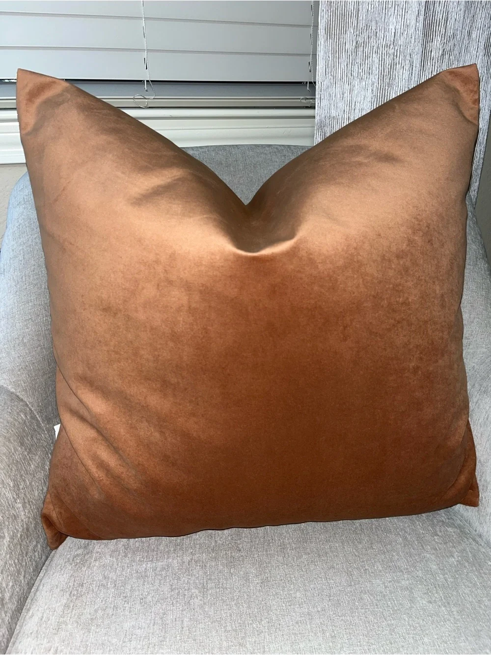 1-TGH TESSITURA MADE IN ITALY VELVET BURNT ORANGE LUXURY DECORATIVE PILLOW